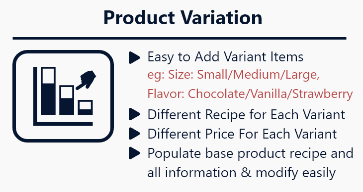 irestora plus restaurant software product variation