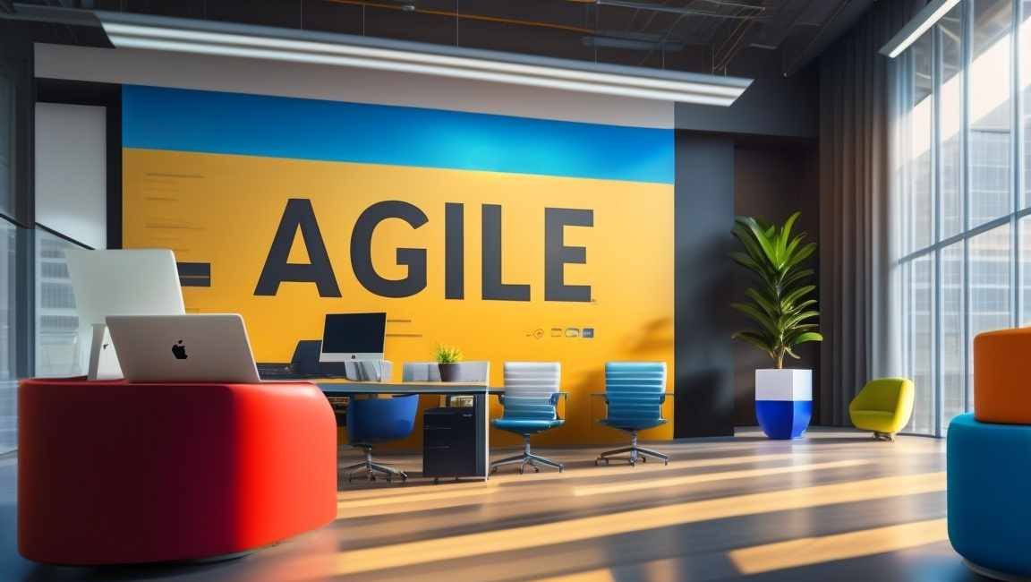 A banner with agile text