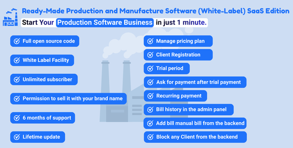 Ready-Made Production and Manufacture Software (White-Label) SaaS Edition
